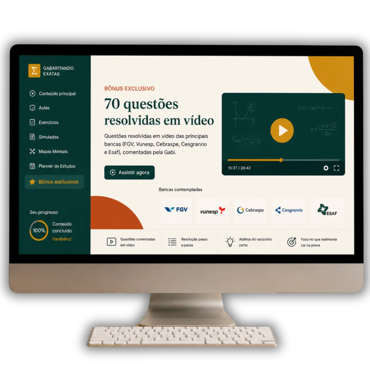 70 questões resolvidas em vídeo